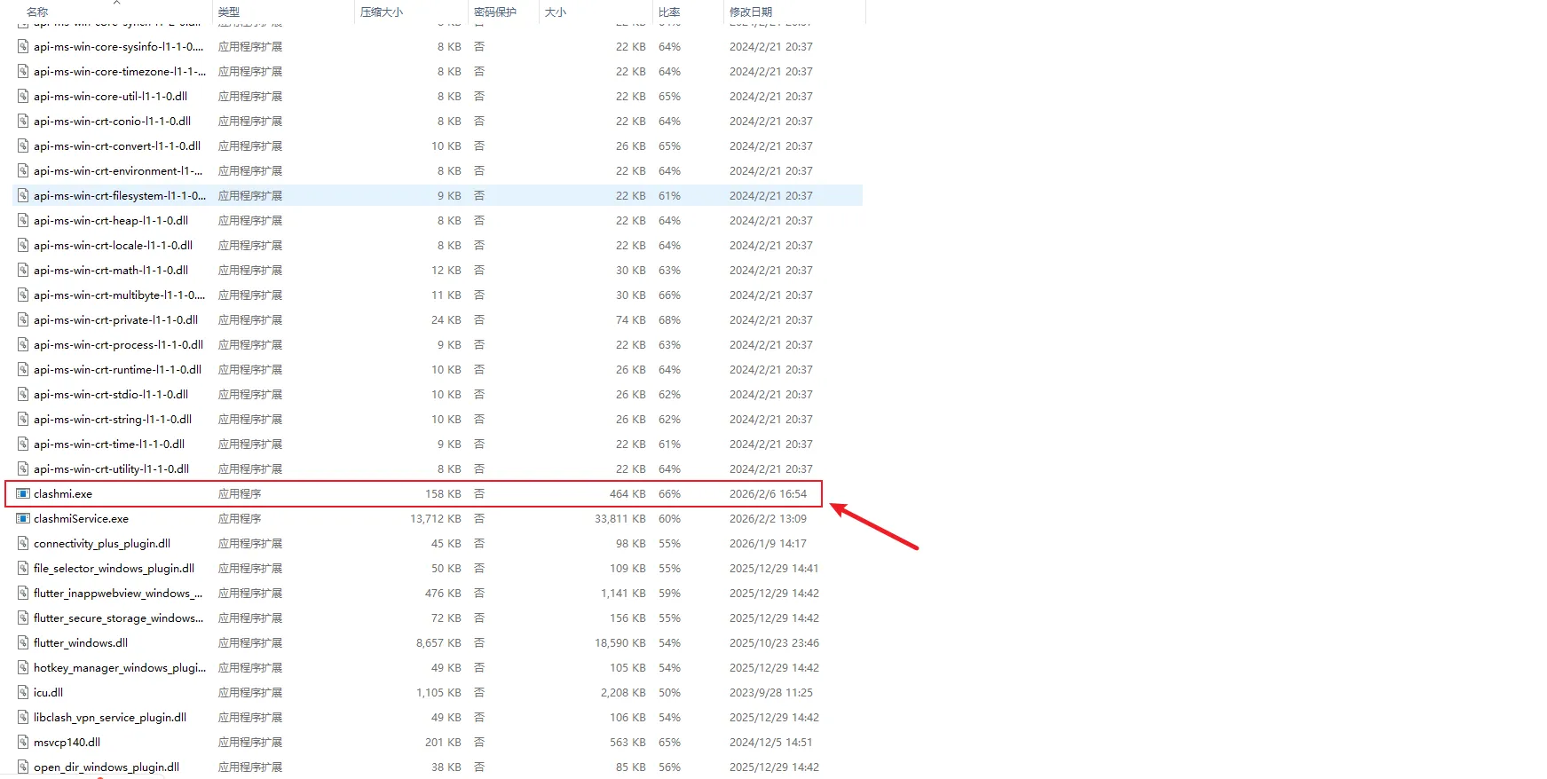 解压目录中找到 clashmi.exe 主程序